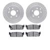 7502-68026 Drilled/Slotted Brake Rotors w/5000 Advanced Brake Pads Kit [Silver], 1990-1993 Infiniti/Nissan, Position: Rear - image 1