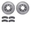 7502-72023 Drilled/Slotted Brake Rotors w/5000 Advanced Brake Pads Kit [Silver], 1998-1998 Mitsubishi, Position: Front - image 1