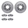 7502-72026 Drilled/Slotted Brake Rotors w/5000 Advanced Brake Pads Kit [Silver], 2002-2005 Kia/Hyundai/Genesis, Position: Front - image 1