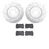 7502-72038 Drilled/Slotted Brake Rotors w/5000 Advanced Brake Pads Kit [Silver], 2003-2006 Mitsubishi, Position: Front - image 1