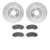 7502-72042 Drilled/Slotted Brake Rotors w/5000 Advanced Brake Pads Kit [Silver], 2004-2012 Mitsubishi, Position: Front - image 1
