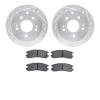 7502-72043 Drilled/Slotted Brake Rotors w/5000 Advanced Brake Pads Kit [Silver], 2004-2012 Mitsubishi, Position: Rear - image 1