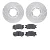 7502-72058 Drilled/Slotted Brake Rotors w/5000 Advanced Brake Pads Kit [Silver], 1986-1995 Multiple Makes/Models, Position: Fron - image 1