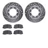 7502-72059 Drilled/Slotted Brake Rotors w/5000 Advanced Brake Pads Kit [Silver], 1983-1983 Mitsubishi, Position: Front - image 1