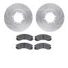 7502-72063 Drilled/Slotted Brake Rotors w/5000 Advanced Brake Pads Kit [Silver], 1994-2000 Mitsubishi, Position: Front - image 1