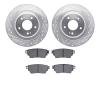 7502-72066 Drilled/Slotted Brake Rotors w/5000 Advanced Brake Pads Kit [Silver], Fits Select Mitsubishi, Position: Rear - image 1