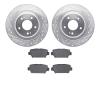 7502-72069 Drilled/Slotted Brake Rotors w/5000 Advanced Brake Pads Kit [Silver], Fits Select Mitsubishi, Position: Rear - image 1