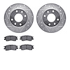 7502-72085 Drilled/Slotted Brake Rotors w/5000 Advanced Brake Pads Kit [Silver], 1988-1990 Mitsubishi, Position: Front - image 1
