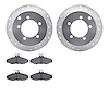 7502-72130 Drilled/Slotted Brake Rotors w/5000 Advanced Brake Pads Kit [Silver], 1997-2004 Mitsubishi, Position: Rear - image 1
