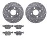 7502-73000 Drilled/Slotted Brake Rotors w/5000 Advanced Brake Pads Kit [Silver], 1989-1991 Audi/Volkswagen, Position: Front - image 1