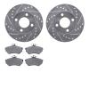 7502-73001 Drilled/Slotted Brake Rotors w/5000 Advanced Brake Pads Kit [Silver], 1980-1992 Audi/Volkswagen, Position: Front - image 1