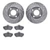 7502-73008 Drilled/Slotted Brake Rotors w/5000 Advanced Brake Pads Kit [Silver], 1984-1987 Audi/Volkswagen, Position: Front - image 1