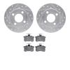 7502-73010 Drilled/Slotted Brake Rotors w/5000 Advanced Brake Pads Kit [Silver], 1984-1995 Audi/Volkswagen, Position: Rear - image 1