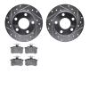 7502-73013 Drilled/Slotted Brake Rotors w/5000 Advanced Brake Pads Kit [Silver], 1986-2000 Audi/Volkswagen, Position: Rear - image 1