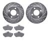 7502-73017 Drilled/Slotted Brake Rotors w/5000 Advanced Brake Pads Kit [Silver], 1990-1991 Audi/Volkswagen, Position: Front - image 1