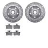 7502-73018 Drilled/Slotted Brake Rotors w/5000 Advanced Brake Pads Kit [Silver], 1996-1997 Audi/Volkswagen, Position: Rear - image 1