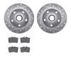 7502-73020 Drilled/Slotted Brake Rotors w/5000 Advanced Brake Pads Kit [Silver], 1997-2001 Audi/Volkswagen, Position: Rear - image 1