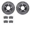 7502-73021 Drilled/Slotted Brake Rotors w/5000 Advanced Brake Pads Kit [Silver], 1998-2001 Audi/Volkswagen, Position: Rear - image 1