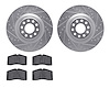 7502-73033 Drilled/Slotted Brake Rotors w/5000 Advanced Brake Pads Kit [Silver], 2001-2003 Audi/Volkswagen, Position: Front - image 1