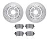 7502-73043 Drilled/Slotted Brake Rotors w/5000 Advanced Brake Pads Kit [Silver], 2004-2010 Audi/Volkswagen, Position: Rear - image 1