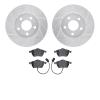 7502-73044 Drilled/Slotted Brake Rotors w/5000 Advanced Brake Pads Kit [Silver], 1992-1998 Audi/Volkswagen, Position: Front - image 1