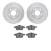 7502-73045 Drilled/Slotted Brake Rotors w/5000 Advanced Brake Pads Kit [Silver], 1996-1999 Audi/Volkswagen, Position: Front - image 1