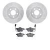 7502-73046 Drilled/Slotted Brake Rotors w/5000 Advanced Brake Pads Kit [Silver], 1998-2008 Audi/Volkswagen, Position: Front - image 1