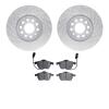 7502-73052 Drilled/Slotted Brake Rotors w/5000 Advanced Brake Pads Kit [Silver], 1999-2006 Audi/Volkswagen, Position: Front - image 1
