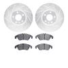 7502-73065 Drilled/Slotted Brake Rotors w/5000 Advanced Brake Pads Kit [Silver], 2008-2011 Audi/Volkswagen, Position: Front - image 1