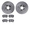 7502-73066 Drilled/Slotted Brake Rotors w/5000 Advanced Brake Pads Kit [Silver], 2012-2017 Audi/Volkswagen, Position: Rear