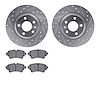 7502-73068 Drilled/Slotted Brake Rotors w/5000 Advanced Brake Pads Kit [Silver], 2016-2020 Audi/Volkswagen, Position: Rear - image 1