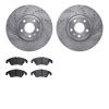 7502-73073 Drilled/Slotted Brake Rotors w/5000 Advanced Brake Pads Kit [Silver], 2012-2016 Audi/Volkswagen, Position: Front - image 1
