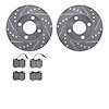 7502-73079 Drilled/Slotted Brake Rotors w/5000 Advanced Brake Pads Kit [Silver], 1978-1979 Audi/Volkswagen, Position: Front - image 1
