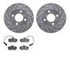 7502-73080 Drilled/Slotted Brake Rotors w/5000 Advanced Brake Pads Kit [Silver], 1983-1991 Audi/Volkswagen, Position: Front - image 1