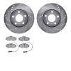 7502-73122 Drilled/Slotted Brake Rotors w/5000 Advanced Brake Pads Kit [Silver], 1986-1991 Audi/Volkswagen, Position: Front - image 1