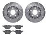 7502-73123 Drilled/Slotted Brake Rotors w/5000 Advanced Brake Pads Kit [Silver], 1989-1991 Audi/Volkswagen, Position: Front - image 1