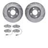 7502-73133 Drilled/Slotted Brake Rotors w/5000 Advanced Brake Pads Kit [Silver], 1990-1998 Audi/Volkswagen, Position: Front - image 1