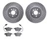 7502-73211 Drilled/Slotted Brake Rotors w/5000 Advanced Brake Pads Kit [Silver], 2004-2009 Audi/Volkswagen, Position: Front - image 1