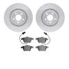 7502-73250 Drilled/Slotted Brake Rotors w/5000 Advanced Brake Pads Kit [Silver], 2005-2011 Audi/Volkswagen, Position: Front - image 1