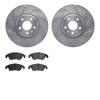 7502-73374 Drilled/Slotted Brake Rotors w/5000 Advanced Brake Pads Kit [Silver], 2012-2017 Audi/Volkswagen, Position: Front - image 1