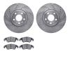 7502-73376 Drilled/Slotted Brake Rotors w/5000 Advanced Brake Pads Kit [Silver], 2011-2013 Audi/Volkswagen, Position: Front - image 1