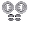 7502-73393 Drilled/Slotted Brake Rotors w/5000 Advanced Brake Pads Kit [Silver], 2018-2020 Audi/Volkswagen, Position: Rear - image 1