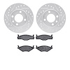 7502-74003 Drilled/Slotted Brake Rotors w/5000 Advanced Brake Pads Kit [Silver], 1984-2009 Audi/Volkswagen, Position: Front
