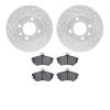 7502-74004 Drilled/Slotted Brake Rotors w/5000 Advanced Brake Pads Kit [Silver], 1988-1988 Audi/Volkswagen, Position: Front - image 1