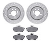 7502-74011 Drilled/Slotted Brake Rotors w/5000 Advanced Brake Pads Kit [Silver], 1990-1993 Audi/Volkswagen, Position: Front - image 1