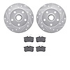 7502-74013 Drilled/Slotted Brake Rotors w/5000 Advanced Brake Pads Kit [Silver], 1992-1998 Audi/Volkswagen, Position: Rear - image 1