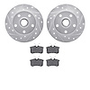 7502-74014 Drilled/Slotted Brake Rotors w/5000 Advanced Brake Pads Kit [Silver], 1994-1998 Audi/Volkswagen, Position: Rear - image 1