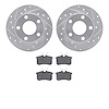 7502-74022 Drilled/Slotted Brake Rotors w/5000 Advanced Brake Pads Kit [Silver], 1998-2005 Audi/Volkswagen, Position: Rear - image 1