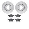 7502-74023 Drilled/Slotted Brake Rotors w/5000 Advanced Brake Pads Kit [Silver], 1996-1998 Audi/Volkswagen, Position: Front - image 1