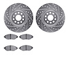 7502-74026 Drilled/Slotted Brake Rotors w/5000 Advanced Brake Pads Kit [Silver], Fits Select Audi/Volkswagen, Position: Front - image 1